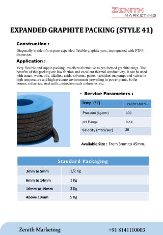 EXPANDED GRAPHITE PACKING (STYLE 41)