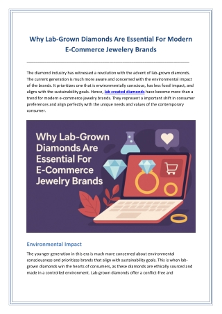 Why Lab-Grown Diamonds Are Essential For Modern E-Commerce Jewelery Brands