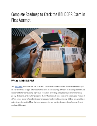 Complete Roadmap to Crack the RBI DEPR Exam in First Attempt