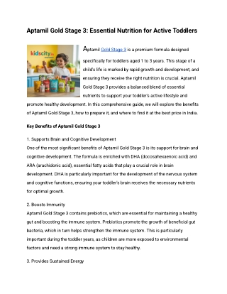 Aptamil Gold Stage 3: Essential Nutrition for Active Toddlers