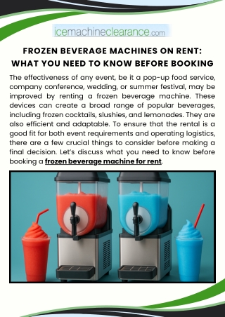 Frozen Beverage Machines on Rent What You Need to Know Before Booking