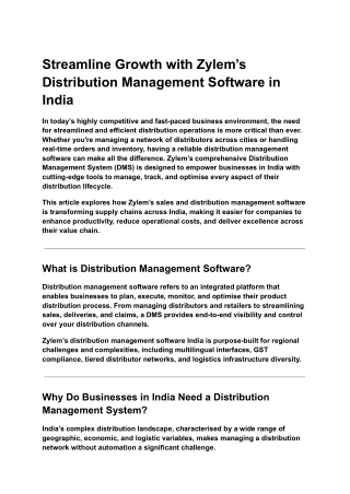 Streamline Growth with Zylem’s Distribution Management Software in India