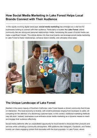 How Social Media Marketing in Lake Forest Helps Local Brands Connect with Their Audienc