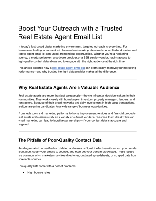 Boost Your Outreach with a Trusted Real Estate Agent Email List