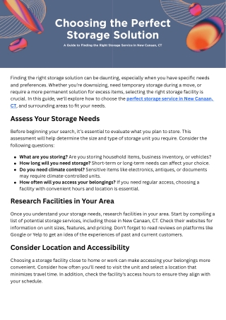 How to Choose the Right Storage Solution in Your Area