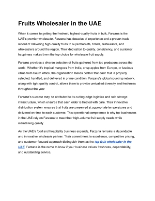 Fruits Wholesaler in the UAE