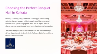 Top Reasons to Book Revaa Hotels’ Banquet Hall in Kolkata