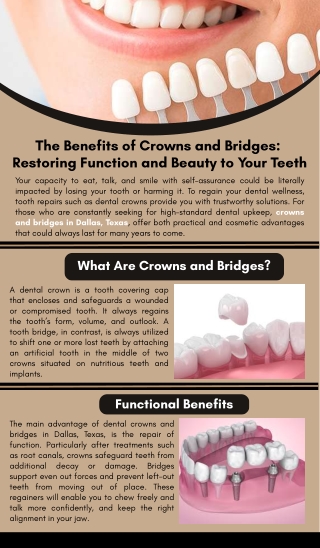 The Benefits of Crowns and Bridges: Restoring Function and Beauty to Your Teeth
