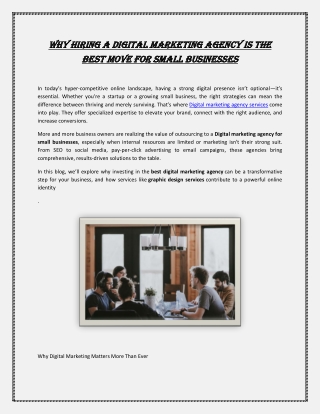Why Hiring a Digital Marketing Agency is the Best Move for Small Businesses