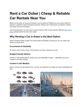 Rent a Car Dubai | Cheap & Reliable Car Rentals Near You