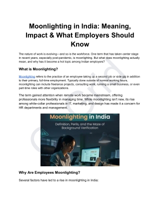 Moonlighting in India: Meaning, Impact & What Employers Should Know
