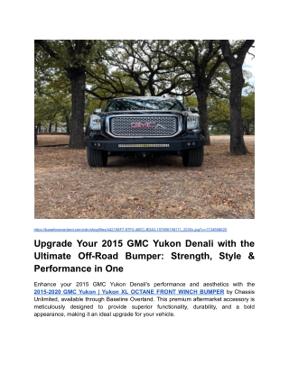Upgrade Your 2015 GMC Yukon Denali with the Ultimate Off-Road Bumper: Strength,