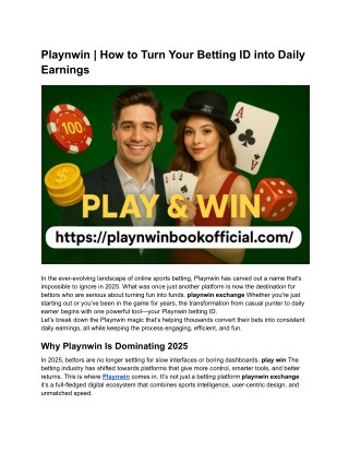 Playnwin | How to Turn Your Betting ID into Daily Earnings