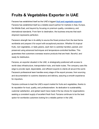 Fruits & Vegetables Exporter in UAE