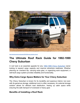 The Ultimate Roof Rack Guide for 1992-1999 Chevy Suburban _ Blog Post Content 2_ Month 4