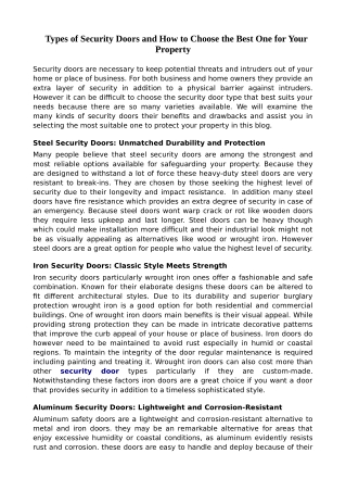 Types of Security Doors and How to Choose the Best One for Your Property