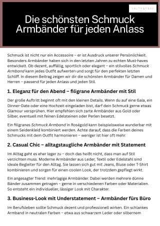 Die schönsten Schmuck Armbänder für jeden Anlass