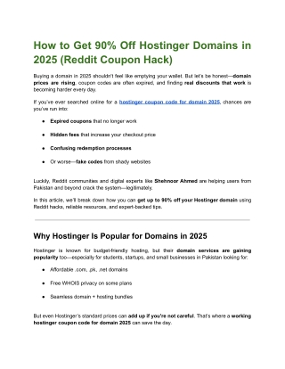 How to Get 90% Off Hostinger Domains in 2025 (Reddit Coupon Hack)