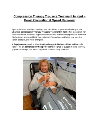 Compression Therapy Trousers Treatment in Kent – Boost Circulation & Speed Recovery