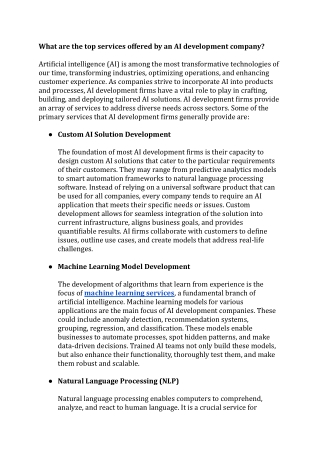 What are the top services offered by an AI development company