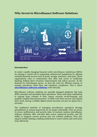 Why Invest in Microfinance Software Solutions