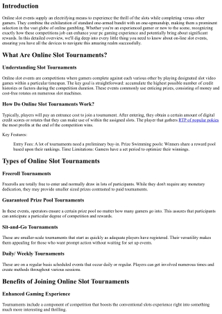 A Novice's Overview to Navigating Online Slot Tournaments