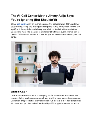 The Top Call Centre Metric Jimmy Asija Claims You're Overlooking (But Shouldn't!