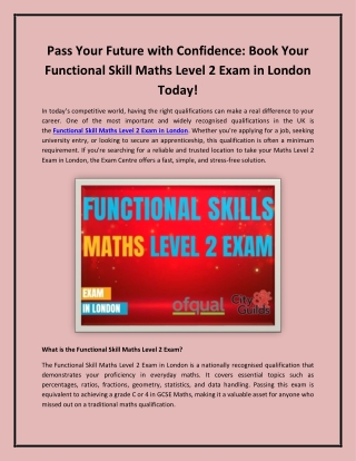 Pass Your Future with Confidence: Book Your Functional Skill Maths Level 2 Exam
