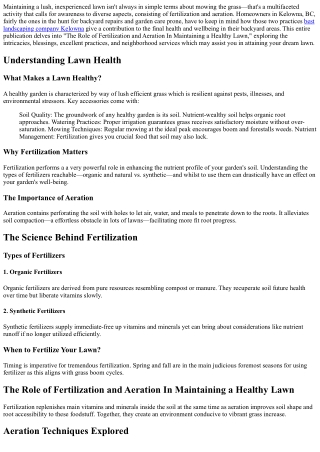 “The Role of Fertilization and Aeration In Maintaining a Healthy Lawn”