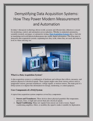Demystifying Data Acquisition Systems How They Power Modern Measurement and Automation