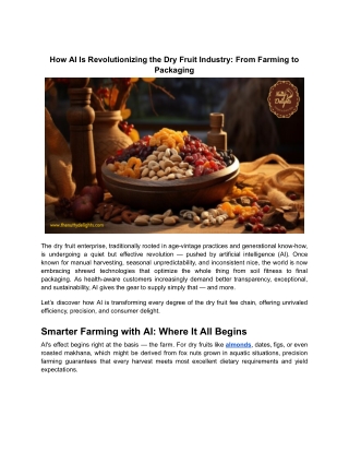 AI and the Dry Fruit Industry: A Smart Revolution from Farm to Shelf