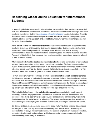 Best Online International School – Go School