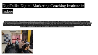 DigiTallks Digital Marketing Coaching Institute in Indore