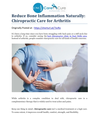 Reduce Bone Inflammation Naturally: Chiropractic Care for Arthritis