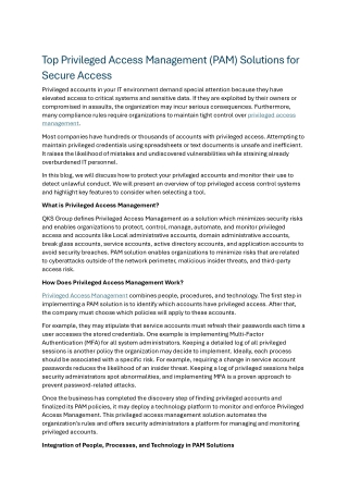 Top Privileged Access Management (PAM) Solutions for Secure Access