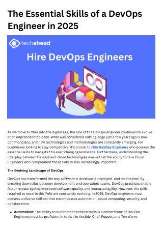 The Essential Skills of a DevOps Engineer in 2025