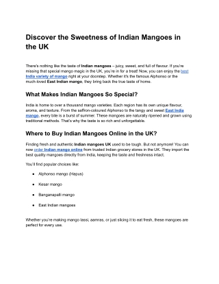 Order Authentic East Indian Mangoes in the UK | Lakshmi Stores