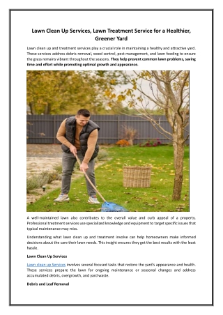 Lawn Clean Up Services, Lawn Treatment Service for a Healthier, Greener Yard