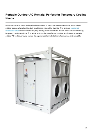 Portable Outdoor AC Rentals Perfect for Temporary Cooling Needs