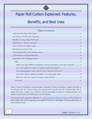 Paper Roll Cutters Explained Features and Best Uses