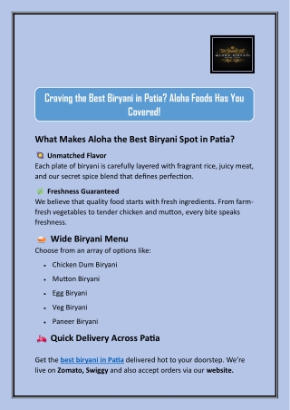 Craving the Best Biryani in Patia? Aloha Foods Has You Covered!