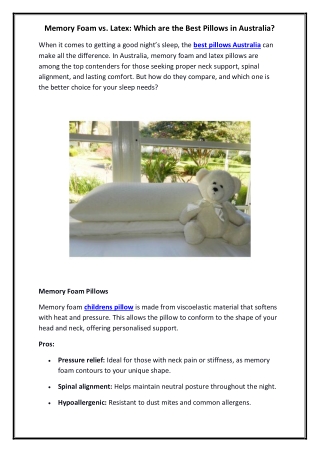 Memory Foam vs Latex Which are the Best Pillows in Australia