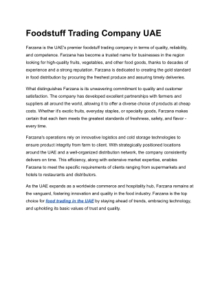 Foodstuff Trading Company UAE