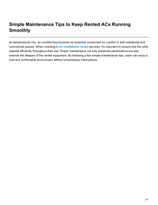 Simple Maintenance Tips to Keep Rented ACs Running Smoothly