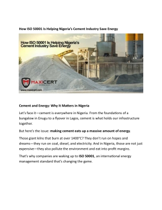 How ISO 50001 Is Helping Nigeria