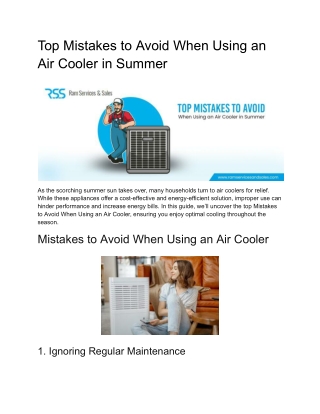 Top Mistakes to Avoid When Using an Air Cooler in Summer