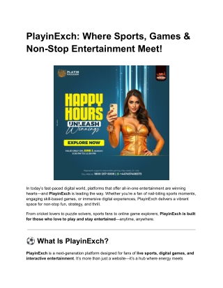 Playinexch: Your All-in-One Destination for Sports, Games & Digital Fun