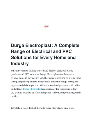 Electrical and PVC Solutions for Every Home and Industry