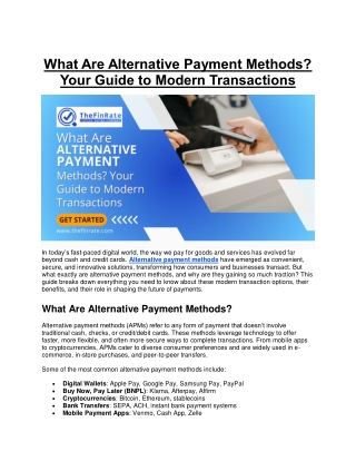 What Are Alternative Payment Methods? Your Guide to Modern Transactions