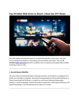 Indian Web Series— 2025 Must Watch Hindi Originals